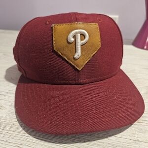 Philadelphia Phillies Fitted Baseball Cap with Leather Patch